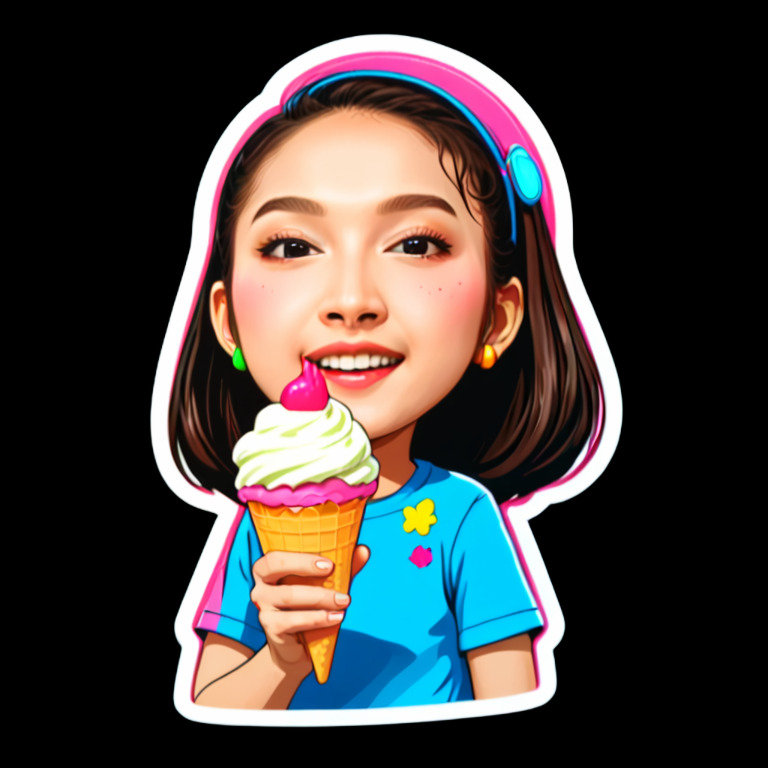 Eating Ice Cream - Activity sticker for WhatsApp and Telegram
