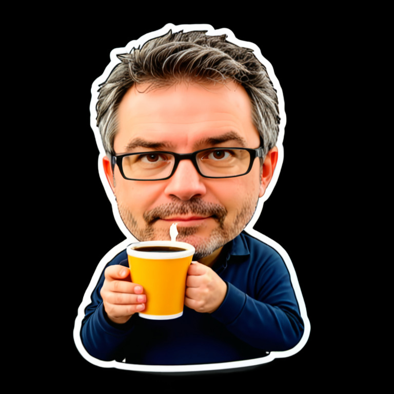 Drinking coffee while thinking - Activity sticker for WhatsApp and Telegram